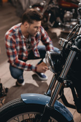 Fototapeta na wymiar headlight of classic motorcycle