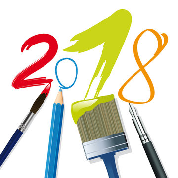 2018 - carte de v&oelig;ux - ann&eacute;e - v&oelig;ux - originale - cr&eacute;ative - cr&eacute;ation - artistique