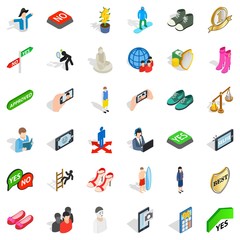 Clown icons set, isometric style