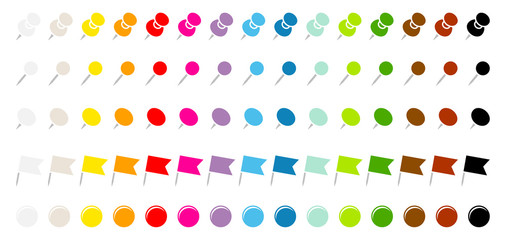 15 Color Pins, Needles, Flags & Magnets Set Graphic