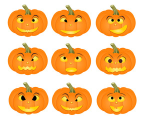 Bug set with pumpkins. Halloween symbols.