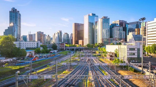 traffic and architecture in Seoul Station of Seou City ,South Korea