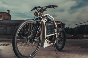 Vintage motorcycle at garage