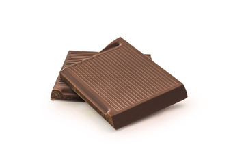 Organic chocolate isolated on white background. Clipping path included.