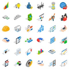 Capital icons set, isometric style