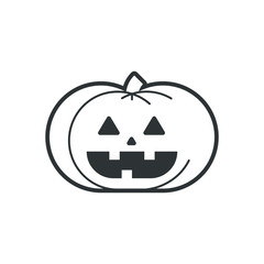 Halloween Pumpkin icon. Black and white illustration.