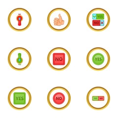 Interface button icons set, cartoon style