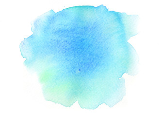 Abstract blue and green watercolor background texture on white , watercolor hand painted on paper