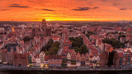 Obrazy na Szkle  Zachód słońca nad Gdańskiem