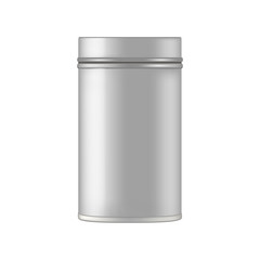 Metal cosmetic jar for cream, scrub, gel, powder. Vecto mockup