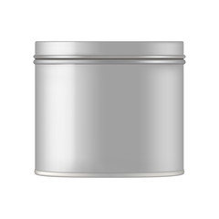 Metal cosmetic jar for cream, scrub, gel, powder. Vecto mockup
