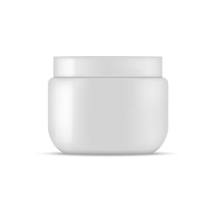  Plastic cosmetic jar for cream, scrub, gel, powder. Vecto mockup