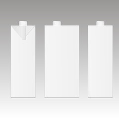 Milk or juice carton packaging package box white blank isolated. Vector