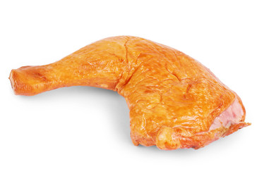 Smoked chicken leg isolated on white background
