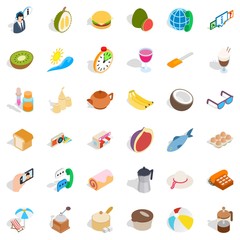 Naklejka premium Banana icons set, isometric style