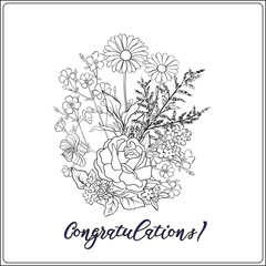 Bouquet with roses and daisies. 