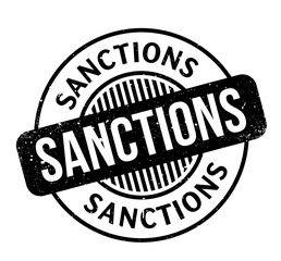 Sanctions rubber stamp. Grunge design with dust scratches. Effects can be easily removed for a clean, crisp look. Color is easily changed.