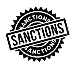 Sanctions rubber stamp. Grunge design with dust scratches. Effects can be easily removed for a clean, crisp look. Color is easily changed.