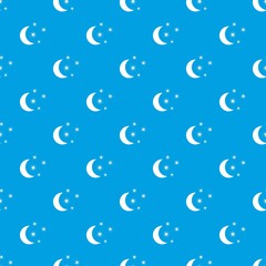Moon and stars pattern seamless blue