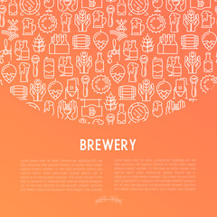 Beer concept with thin line icons related to brewery and Beer October Festival. Modern vector illustration for banner, web page, print media with place for text.