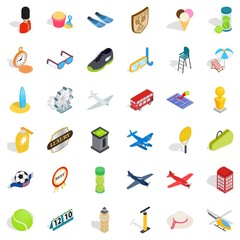 Rocket icons set, isometric style