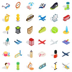 Helicopter icons set, isometric style