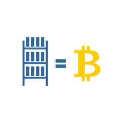 Mining bitcoin farm icon. Extraction of Cryptocurrency sign. Racks of GPU symbol. Vector illustration