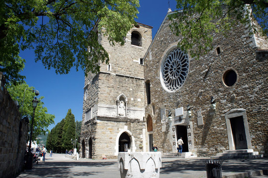 Trieste.Italy.Saint Giusto Castle.Basilica di San Giusto Martire and Propileo Tower.