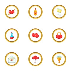 Surprise icons set, cartoon style