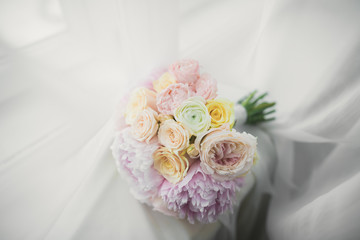 Wonderful luxury wedding bouquet of different flowers