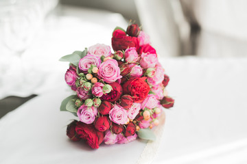 Wonderful luxury wedding bouquet of different flowers