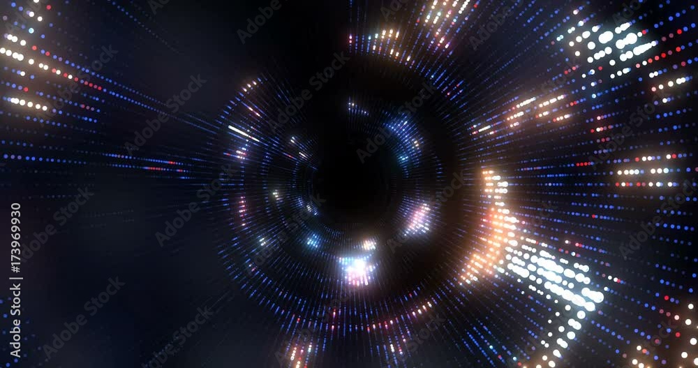 Poster 4k animated background loop with audio elements. 3d abstract digital wave of glowing particles and w