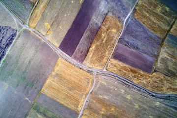 View from above on the fields and roads in Georgia.