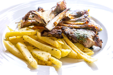 juice roasted lamb chops on the table