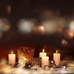 Festive christmas decoration with candles