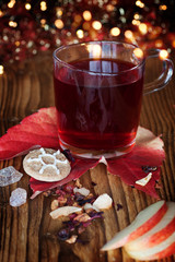 Winter tea or mulled wine on a christmas market