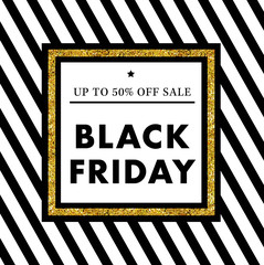 Black Friday Sale, Black weekend Sale Poster, banner with gold elements - Vector Illustration vol. 15