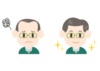 薄毛に悩む中高年男性のイラスト