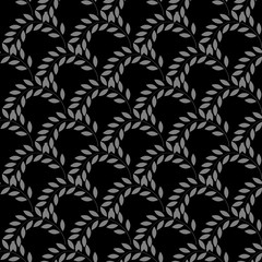 White twig on black seamless pattern