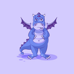 Vector Emoji character cartoon dragon dinosaur sticker emoticon with angry emotion