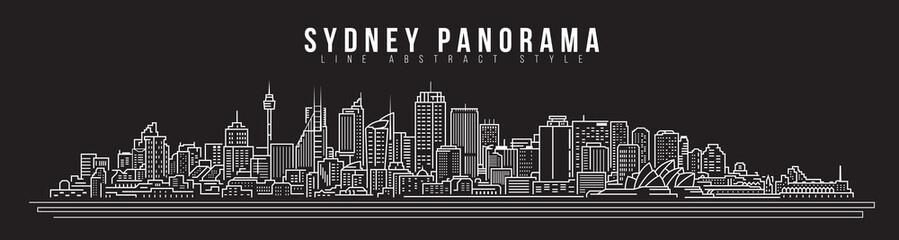 Fototapeta premium Cityscape Building Line art Projekt ilustracji wektorowych - panorama miasta Sydney