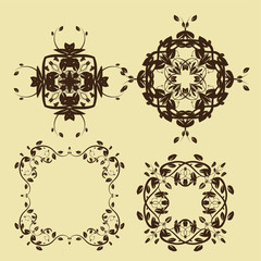  Vintage frames and scroll elements,Floral background design, luxury mandala