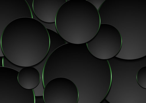 Black And Green Circles Abstract Tech Background