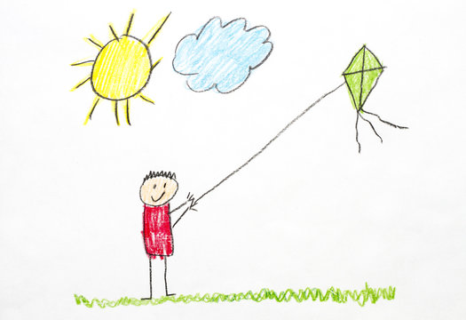 Single continuous line drawing little boy and girl flying kite. Siblings  playing together. Kids playing kite in playground. Children with kites game  and they look happy. One line draw graphic design 26986812