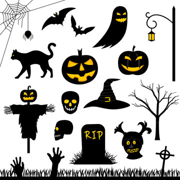Set of vector silhouettes for Halloween party