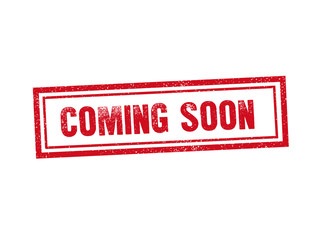 COMING SOON red stamp seal text message on white background