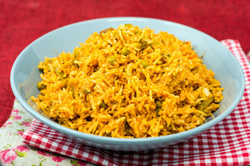 Tasty Indian food basmati rice on a plate