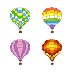 Vector set of four color hot air balloons