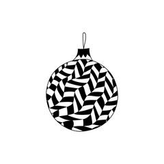 Vector hand drawn Christmas ball toy with in zentangle style. Christmas coloring page book