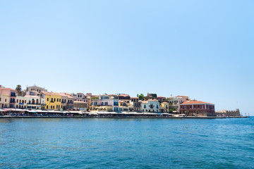 Fototapeta na wymiar View of the Venetian port of Chania